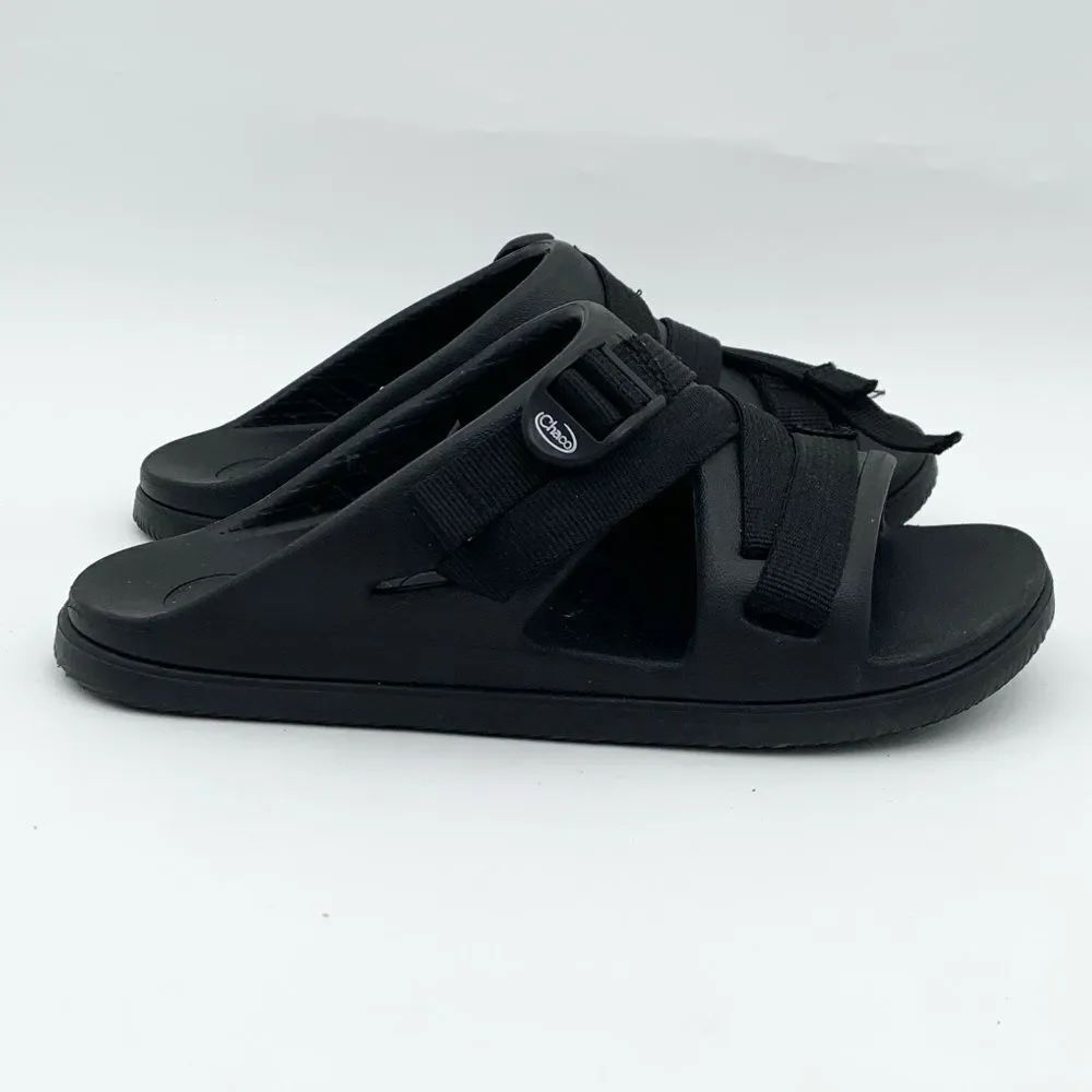 Kids Chaco Black Slide Sandals | Youth 3 | Damaged Strap | Play Shoes